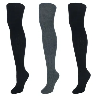 Ctm Women's Cable Knit Over-the-knee Soft Socks (3 Pairs) In Multi