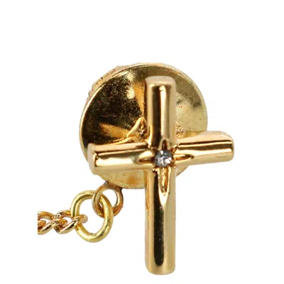 Ascentix Men's Cross Tie Tack With Crystal Center In Gold