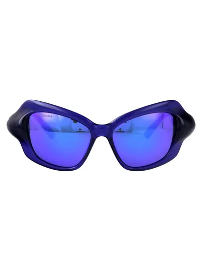 Balenciaga Injectate Blue Violet Sunglasses In Black