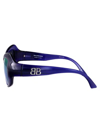 Balenciaga Injectate Blue Violet Sunglasses In Black