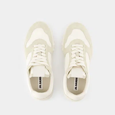 Jil Sander Women White Leather And Suede Moon Sneakers In White