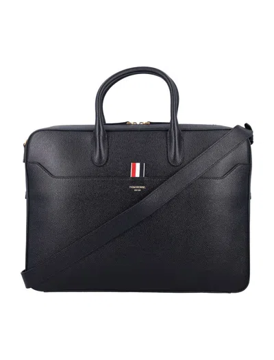 Thom Browne Pebble Grain Leather Business Bag In Black