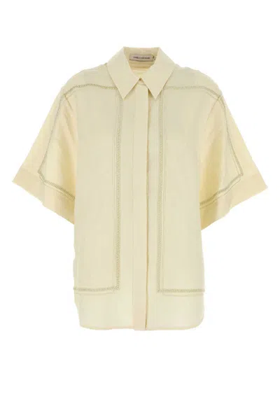 Camilla And Marc Cream Linen Blend Fortuna Shirt In Yellow
