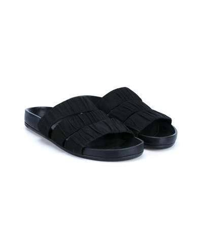 Rick Owens Black Leather Granola Sandals