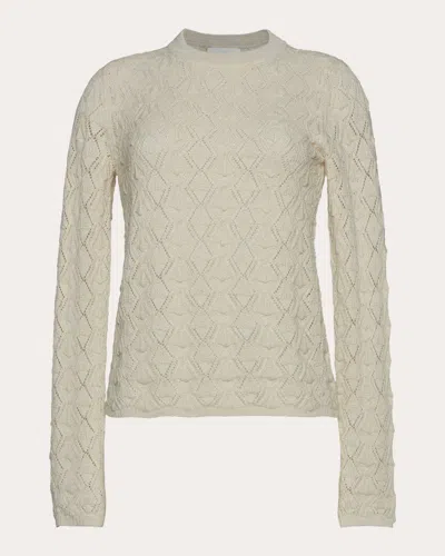 Eleven Six Women's Theresa Lace Stitch Wool Sweater In White