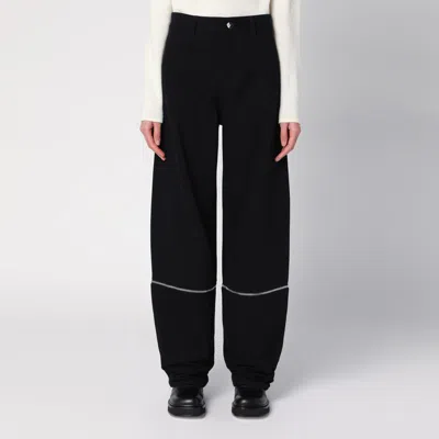 MONCLER X WILLOW SMITH BLACK TROUSERS WITH ZIP DETAIL 