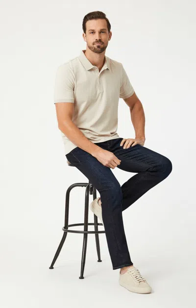 Mavi Matt Relaxed Straight Leg In Rinse Brushed Feather Blue In Dark Blue