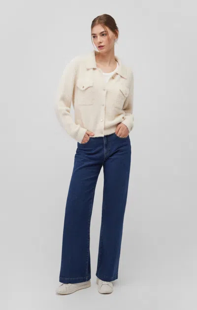 Mavi Button Cardigan In Antique White In Beige