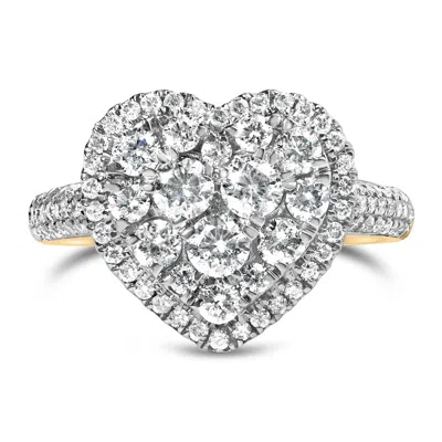 Haus Of Brilliance 14k Yellow Gold 1 1/2 Cttw Diamond Heart Shaped Composite Ring In Yellow