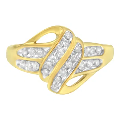 Haus Of Brilliance 10k Yellow Gold Plated .925 Sterling Silver 1.0 Cttw Diamond Flower Cluster Open Halo Floral Ring In Yellow