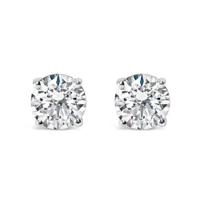 Haus Of Brilliance 14k Gold 2.00 Cttw Lab Grown Round Brilliant-cut Diamond Classic 4-prong Stud Earrings With Screw Ba In White