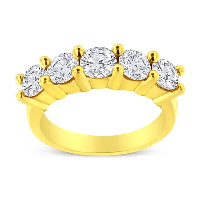 Haus Of Brilliance 14k Yellow Gold Plated .925 Sterling Silver 2.0 Cttw Shared Prong Set Diamond 5 Stone Wedding Band R In Yellow