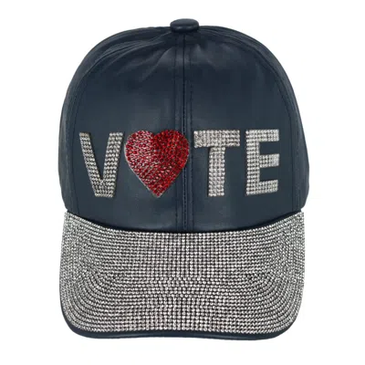 Ctm Unisex Bedazzled Vote Faux Leather Baseball Cap In Blue