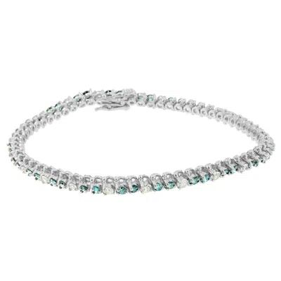 Haus Of Brilliance 14k White Gold White And Treated Blue Diamond Bracelet In White