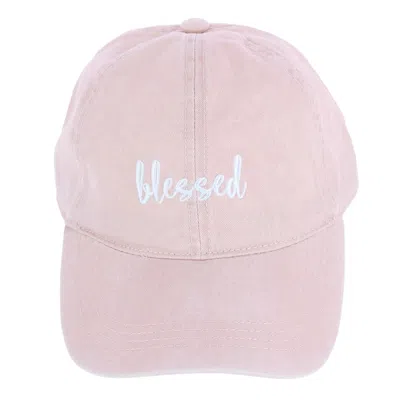 David & Young Women's Blessed Embroidered Denim Baseball Cap Hat In Pink