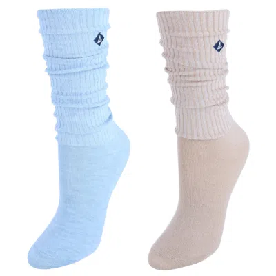 Sperry Women's Super Comfy Boyfriend Crew Socks (2 Pair Pack) In Multi