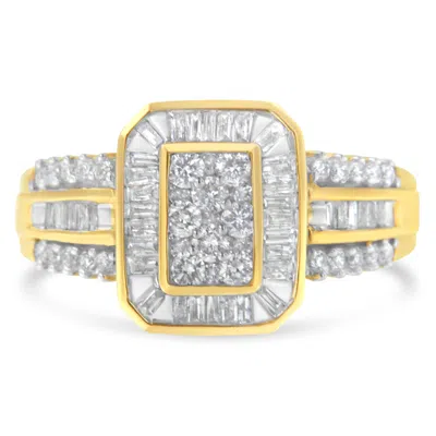 Haus Of Brilliance 10k Yellow Gold Round And Baguette-cut Diamond Cocktail Ring In Yellow