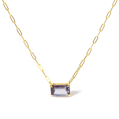 Haus Of Brilliance 14k Yellow Gold Natural 2 7/8 Cttw Pixel Cut Emerald Bicolor Tanzanite Pendant Necklace With Papercl In Yellow