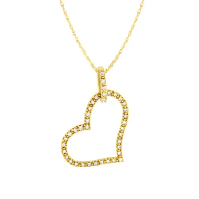Haus Of Brilliance 10k Yellow Gold 1/4 Cttw Prong Set Round-cut Diamond Open Heart 18" Pendant Necklace In Yellow