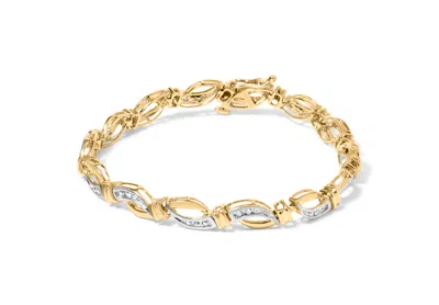 Haus Of Brilliance 10k Yellow And White Gold 1/2 Cttw Channel Set Diamond Infinity Link 7" Tennis Bracelet In Multi