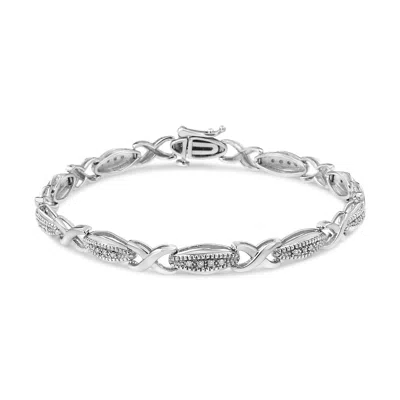 Haus Of Brilliance .925 Sterling Silver 1/5 Cttw Round-cut Diamond "x" Link Bracelet In White