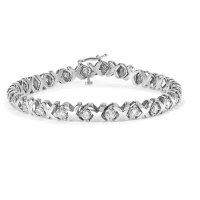 Haus Of Brilliance 10k White Gold 2.00 Cttw Round-cut Diamond "xoxo" Link 7" Bracelet In White