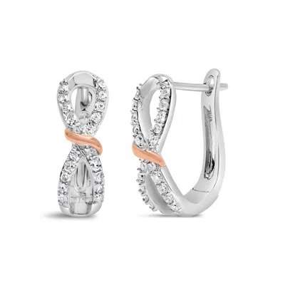 Haus Of Brilliance 10k White And Rose Gold 1/3 Cttw Diamond Infinite And Ribbon Hoop Earrings In Multi