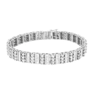 Haus Of Brilliance 14k White Gold 4 7/8 Cttw Baguette & Round Brilliant-cut Diamond Channel- & Prong-set Tennis Bracele In White