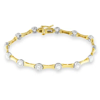 Haus Of Brilliance 10k Yellow Gold Flashed .925 Sterling Silver 1.0 Cttw Miracle Set Round-cut Diamond Bezel Style Link In Multi