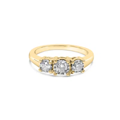 Haus Of Brilliance 10k Yellow Gold 1/2 Cttw Miracle Set Round Diamond Three Stone Illusion Plate Rin In Yellow
