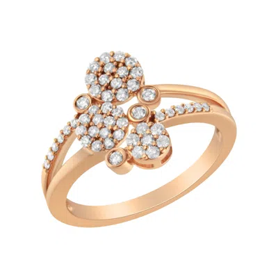 Haus Of Brilliance 14k Rose Gold Plated .925 Sterling Silver 1/2 Cttw Diamond Scatter Composite Bypass Ring In Multi