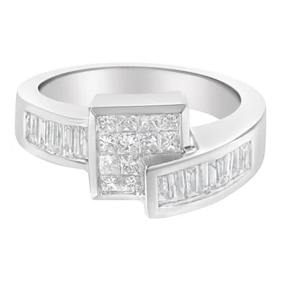 Haus Of Brilliance 14k White Gold Princess And Baguette-cut Diamond Ring In White