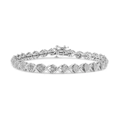 Haus Of Brilliance .925 Sterling Silver 1/4 Cttw Round-cut Diamond "x" Link Bracelet In White