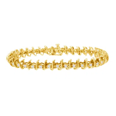 Haus Of Brilliance 10kt Yellow Gold Plated .925 Sterling Silver 1 Cttw Prong-set Diamond Link Bracelet In Yellow