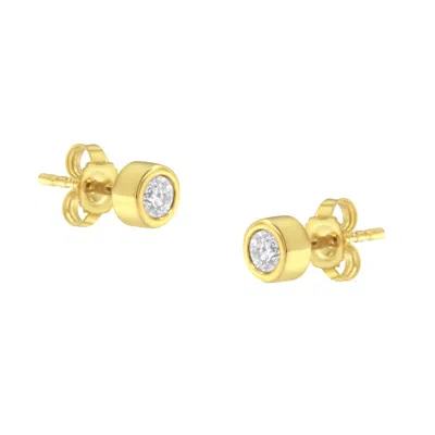 Haus Of Brilliance 10k Gold 1/4 Cttw Round Brilliant-cut Near Colorless Diamond Bezel-set Stud Earrings In Yellow