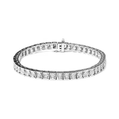 Haus Of Brilliance .925 Sterling Silver 1/4 Cttw Miracle Set Diamond And Bead Link 7.25" Tennis Bracelet In White