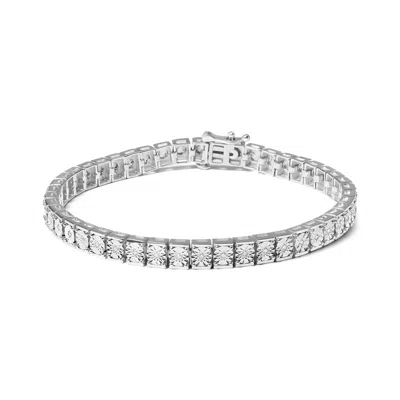 Haus Of Brilliance .925 Sterling Silver 1/10 Cttw Diamond 7.25" Link Bracelet In White