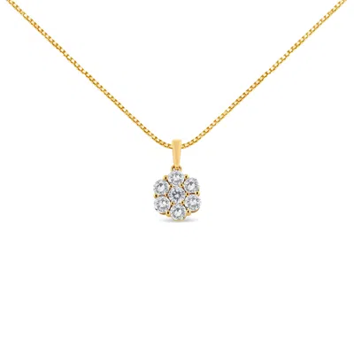 Haus Of Brilliance 14k Yellow Gold 2.00 Cttw Brilliant Round-cut Diamond 7 Stone Flower Cluster 18" Pendant Necklace In Yellow