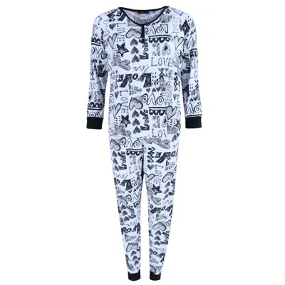 Not A Morning Person Women's Plus Size Love Jogger Pajama Set In Black