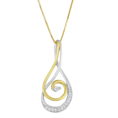Haus Of Brilliance Espira 10k Two-tone Gold Round Cut Diamond Sparkling Spiral Pendant Necklace In Multi