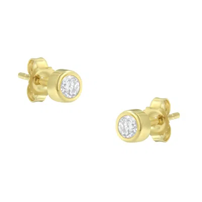 Haus Of Brilliance 10k Gold 1/5 Cttw Round Brilliant-cut Near Colorless Diamond Bezel-set Stud Earrings In Yellow