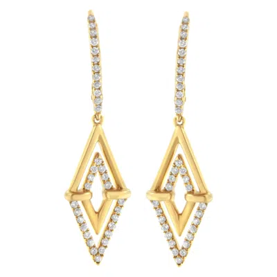 Haus Of Brilliance 14k Yellow Gold 3/8 Cttw Double Triangle Drop And Dangle Diamond Earrings (g-h In Yellow