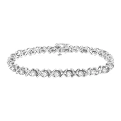 Haus Of Brilliance .925 Sterling Silver 1 Cttw Brilliant Round-cut Diamond "x" Link Bracelet In White