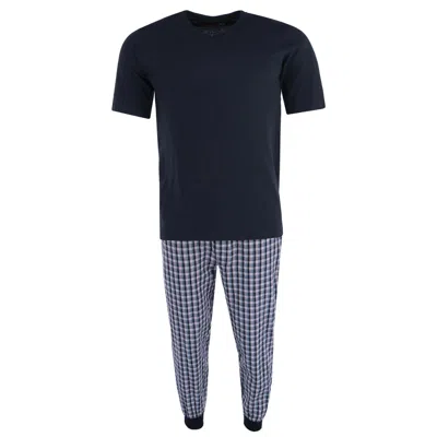 Ten West Apparel Men's V-neck Top With Plaid Jogger Lounge Set In Black