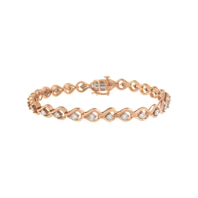 Haus Of Brilliance .925 Sterling Silver 1/4 Cttw Diamond Miracle-set Teardrop Shaped 7" Link Bracelet In Multi