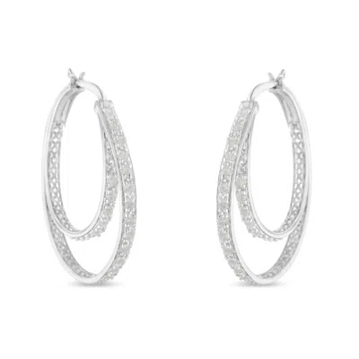 Haus Of Brilliance .925 Sterling Silver 1/2 Cttw Miracle-set Diamond Double Hoop With Latchback Earrings In White