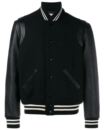 Saint Laurent Gabardine And Leather Teddy Jacket