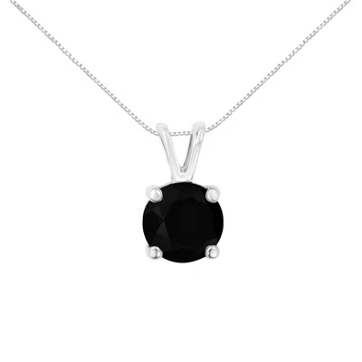 Haus Of Brilliance .925 Sterling Silver Treated Black Round-cut Solitaire 4-prong Set Diamond 18" Pendant Necklace In White