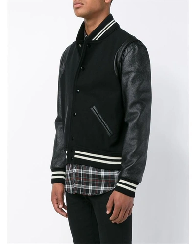 Saint Laurent Gabardine And Leather Teddy Jacket