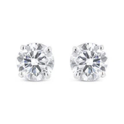 Haus Of Brilliance 14k White Gold 1.00 Cttw Round Brilliant-cut Diamond Classic 4-prong Stud Earrings With Screw Backs In White